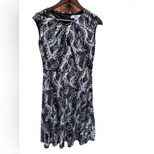 Elegant Black and White Snake Print Dress